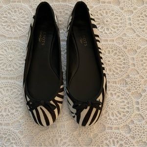 Talbots Zebra Print Calfhair Ballet Flats